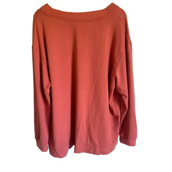 ORVIS XXL Orange V-Neck Ultrasoft Sweatshirt Modal Blend Athleisure Outdoor Clas - Picture 3 of 8